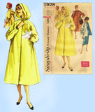 1950s Vintage Simplicity Sewing Pattern 1928 Simple Misses Hooded Coat Size 32 B