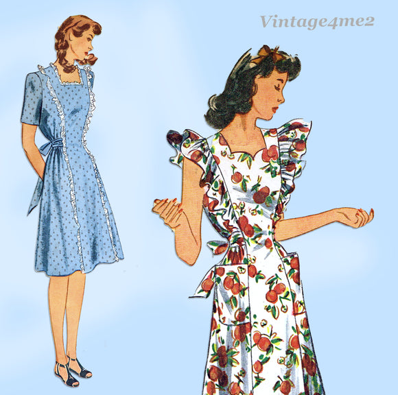 Simplicity 1954: 1940s Petite Misses Pinafore Dress 29B Vintage Sewing Pattern