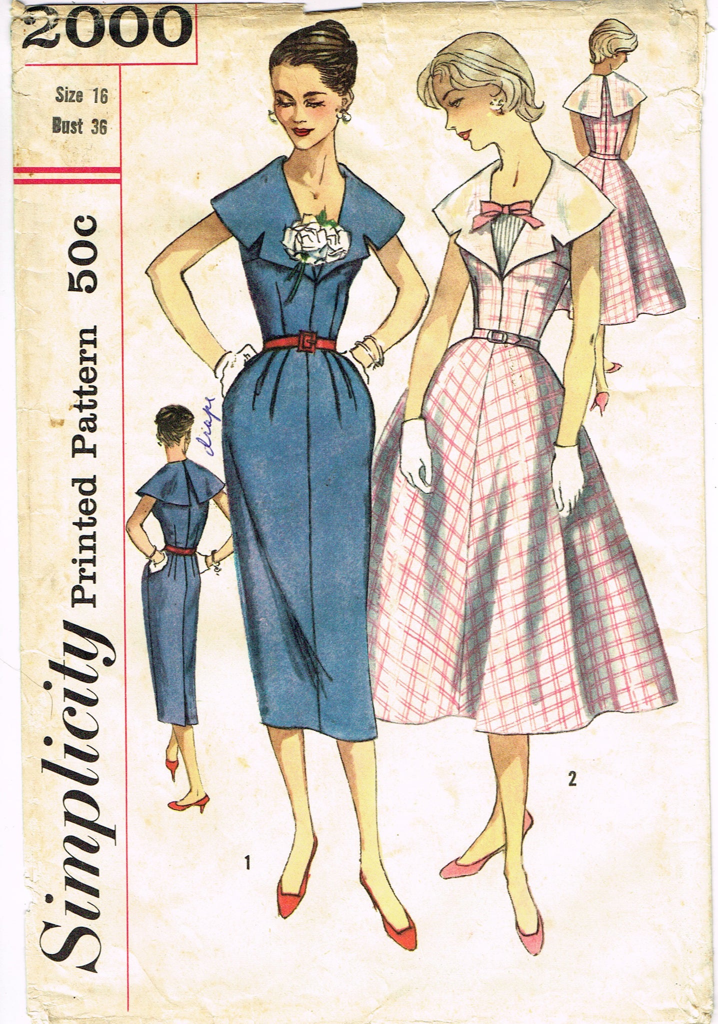 2000 dress style Simplicity 2000: 1950s Misses Summer Dress 36B intage Sewing Pattern – Vintage4me2
