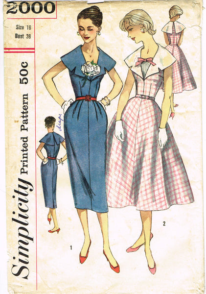 Simplicity 2000: 1950s Cute Misses Summer Dress Vintage Sewing Pattern