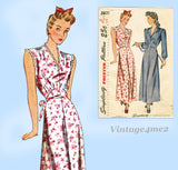 1940s Original Vintage Simplicity Pattern 2000 Misses Nightgown Size 34 Bust