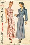1940s Original Vintage Simplicity Pattern 2000 Misses Nightgown Size 34 Bust