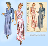 1940s Original Vintage Simplicity Pattern 2000 Misses Nightgown Size 34 Bust