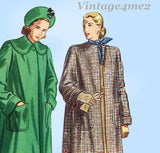 Simplicity 2331: 1940s Stylish Women's Coat Size 36 Bust Vintage Sewing Pattern