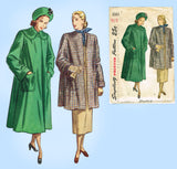 Simplicity 2331: 1940s Stylish Women's Coat Size 36 Bust Vintage Sewing Pattern