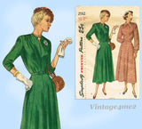 Simplicity 2582: 1940s Stunning Misses Soft Day Dress 39B Vintage Sewing Pattern