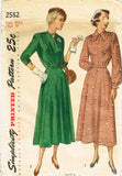 Simplicity 2582: 1940s Stunning Misses Soft Day Dress 39B Vintage Sewing Pattern