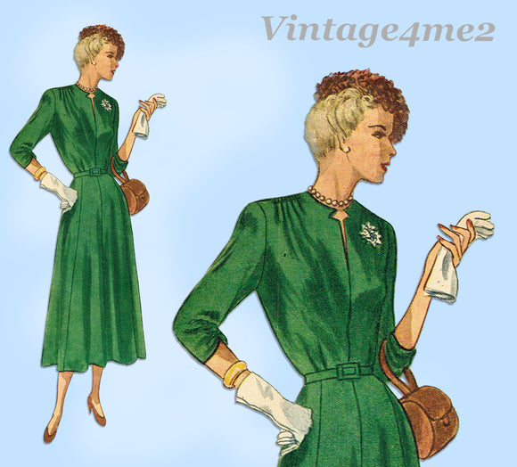 Simplicity 2582: 1940s Stunning Misses Soft Day Dress 39B Vintage Sewing Pattern