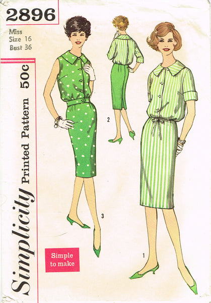 Simplicity 2896: 1950s Uncut Misses Skirt & Blouse Sz 36B Vintage Sewing Pattern