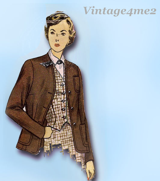 Simplicity 2936: 1940s Misses Jacket or Blazer Sz 34 Bust Vintage Sewing Pattern