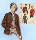Simplicity 2936: 1940s Misses Jacket or Blazer Sz 34 Bust Vintage Sewing Pattern