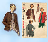 Simplicity 2936: 1940s Misses Jacket or Blazer Sz 34 Bust Vintage Sewing Pattern