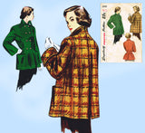 Simplicity 2949: 1940s Stylish Women's Coat Size 32 Bust Vintage Sewing Pattern