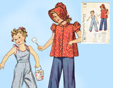 1940s Vintage Simplicity Pattern 3398 Little Girls Overalls & Smock Sz 10
