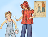 1940s Vintage Simplicity Pattern 3398 Cute Baby Girls Overalls & Smock Sz 2