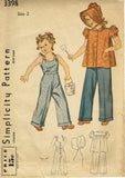 1940s Vintage Simplicity Pattern 3398 Cute Baby Girls Overalls & Smock Sz 2