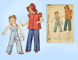 1940s Vintage Simplicity Pattern 3398 Cute Baby Girls Overalls & Smock Sz 2