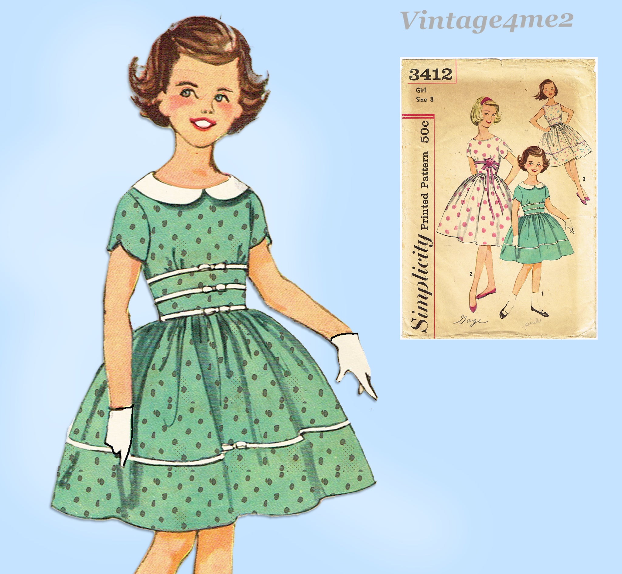 Simplicity 4374: 1960s Cute Girls Sailor Dress Vintage Sewing Pattern   Vintage4me2