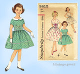 Simplicity 3412: 1960s Sweet Little Girls Party Dress Sz8 Vintage Sewing Pattern