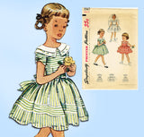 1950s Vintage Simplicity Sewing Pattern 3567 Cute Toddler Girls Dress Size 6