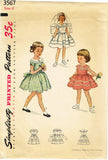 1950s Vintage Simplicity Sewing Pattern 3567 Cute Toddler Girls Dress Size 6