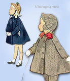 1950s Vintage Simplicity Sewing Pattern 3754 Cute Toddlers Coat and Hat Size 2