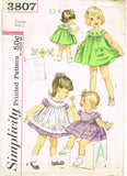 1960s Vintage Simplicity Sewing Pattern 3807 Baby Girls Dress and Pinafore - Size 1