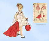 1950s Vintage Simplicity Sewing Pattern 3807 Baby Girls Dress Coat Bonnet Sz 2