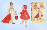 1950s Vintage Simplicity Sewing Pattern 3807 Baby Girls Dress Coat Bonnet Sz 2