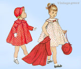 1950s Vintage Simplicity Sewing Pattern 3807 Baby Girls Dress Coat Bonnet Sz 2