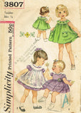 1960s Vintage Simplicity Sewing Pattern 3807 Baby Girls Dress and Pinafore - Size 6 Months