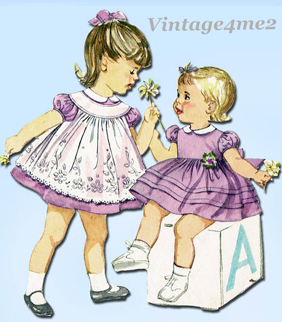 1960s Vintage Simplicity Sewing Pattern 3807 Baby Girls Dress and Pinafore