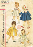 1960s Vintage Simplicity Sewing Pattern 3843 Baby Girls Dress and Coat Size 2