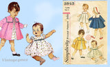 1960s Vintage Simplicity Sewing Pattern 3843 Baby Girls Dress and Coat Size 2