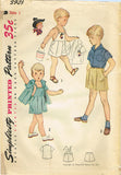 1950s Vintage Simplicity Sewing Pattern 3909 Cute Baby Boys Cowboy Overalls - Size 1