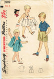 1950s Vintage Simplicity Sewing Pattern 3909 Cute Baby Boys Cowboy Overalls - Size 2