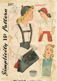 Simplicity 3917: 1940s Misses Hat & Accessory Set Sz Large Vintage Sewing Pattern