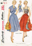 Simplicity 3918: 1950s Misses Sun Dres and Topper Sz 32 B Vintage Sewing Pattern