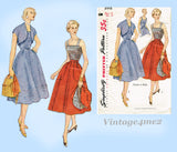 Simplicity 3918: 1950s Misses Sun Dres and Topper Sz 32 B Vintage Sewing Pattern