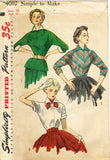 1950s Vintage Simplicity Sewing Pattern 4010 Easy Misses Kimono Blouse
