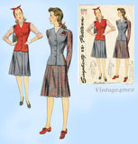 Simplicity 4354: 1940s Lovely Misses WWII Suit Sz 34 B Vintage Sewing Pattern