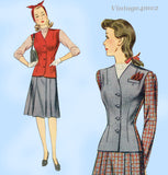 Simplicity 4354: 1940s Lovely Misses WWII Suit Sz 34 B Vintage Sewing Pattern