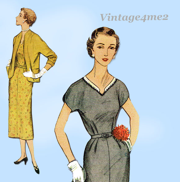 1950s Misses Simplicity Sewing Pattern 4573 Uncut Misses Dress and Jacket Sz 41B