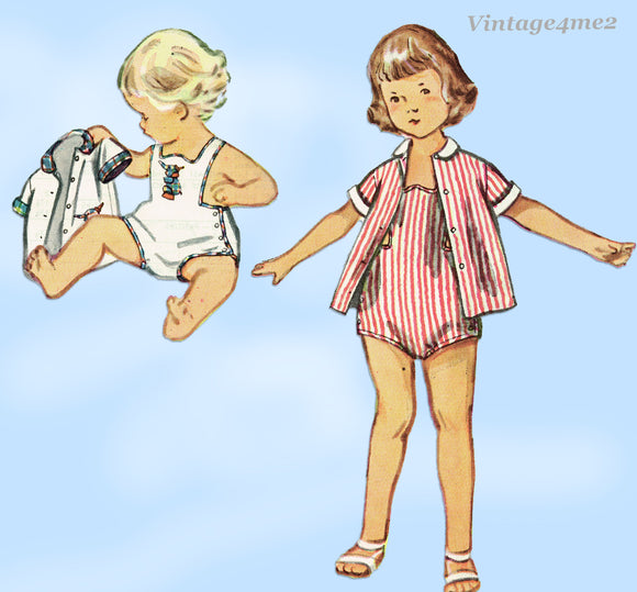 1950s Original Vintage Simplicity Pattern 4725 Uncut Baby Sun Suit Sz 6 mos