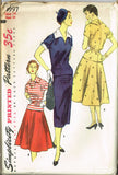 1950s Vintage Simplicity Sewing Pattern 4997 Uncut Misses 2 PC Dress Sz 32 Bust