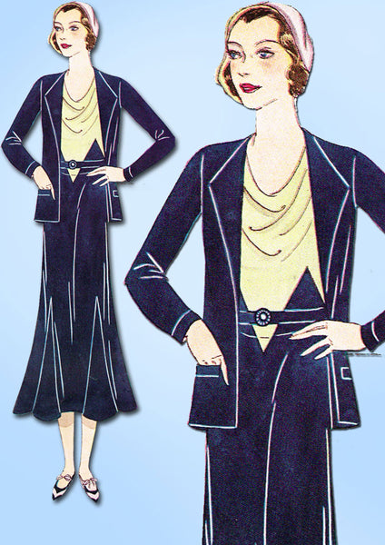 Simplicity 1001: 1930s Plus Size Dress & Jacket 42 Bust Vintage Sewing Pattern - Vintage4me2