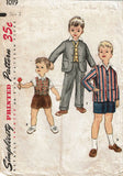 1950s Vintage Simplicity Sewing Pattern 1019 Cute Toddler Boys 3 Piece Suit Sz 2