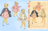 1950s Vintage Simplicity Sewing Pattern 1024 Toddler Girls Dress & Coat Sz 2