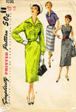 1950s Vintage Simplicity Sewing Pattern 1036 Misses Dress and Jacket Size 32 Bust