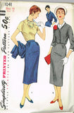 1950s Vintage Simplicity Sewing Pattern 1041 Uncut Misses' 3 Pc Suit Size 16 34B